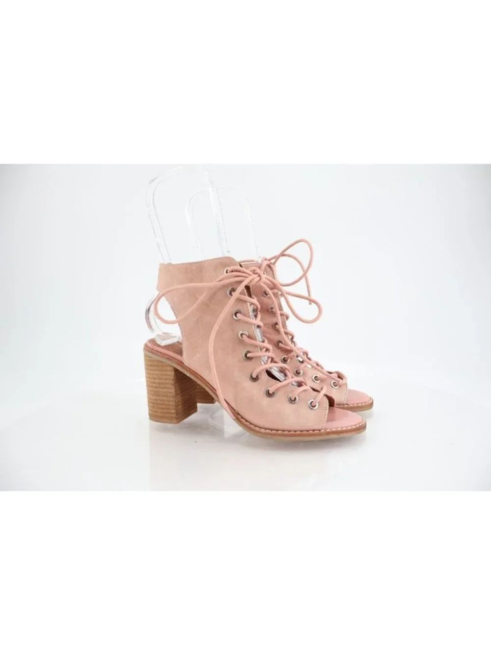 Jeffrey Campbell X Free People Gladiator Sandal Pink Leather Lace Up Boho Sz 6.5